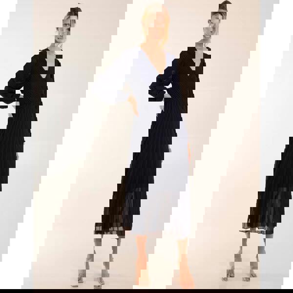 Blue Vanilla Wrap Front Pleated Midi Dress