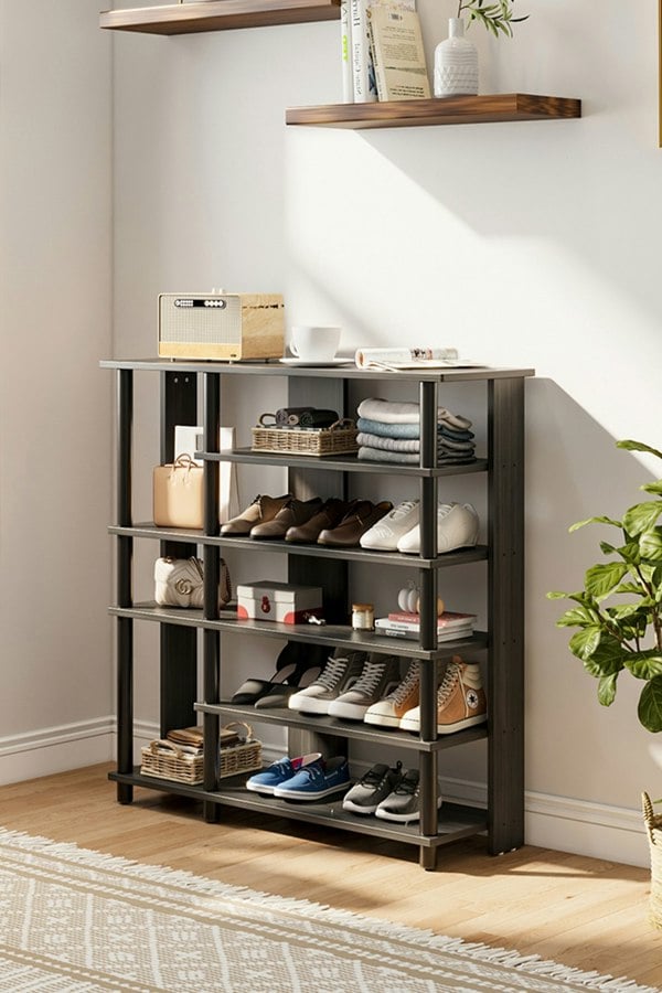 Living and Home 6-Layer Open-Style Wood Shoe Rack