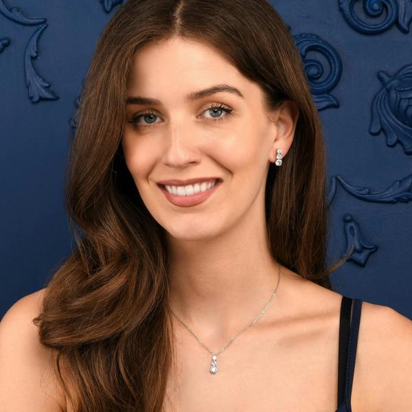 Zavana Dainty Silver Trilogy Pendant Necklace for Women
