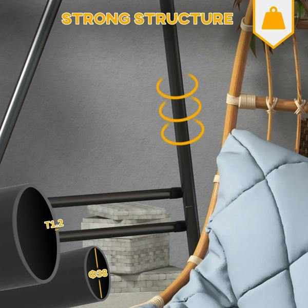 Black stand base with anti-skip feet and heavy-duty frame for hanging chair
