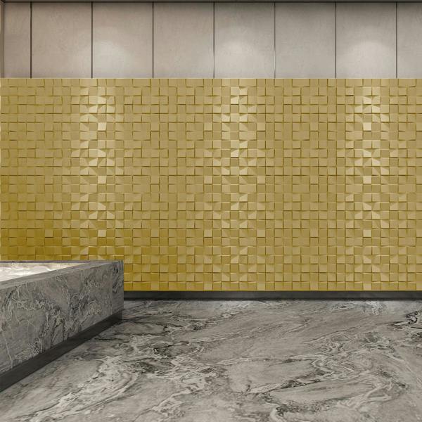ENER-J Elegant 3D PU Leather Wall Panels - Square Pattern, 600x600mm, 10mm Thickness (Pack of 4) Size: 600 x 600 mm
