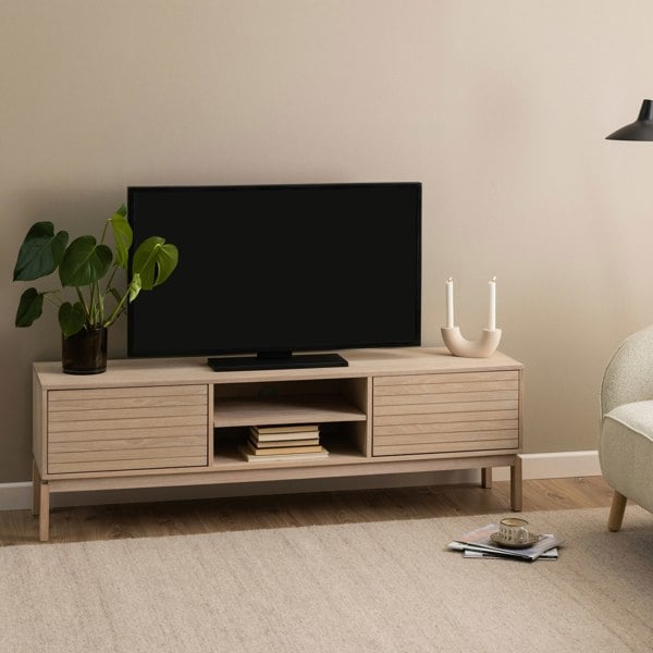 Furniture To Go Linley 2 Door TV Unit in White Oak