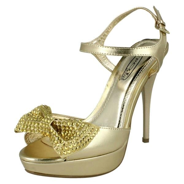 Spot On Ladies Spot On Platform High Heels With Diamante Bow