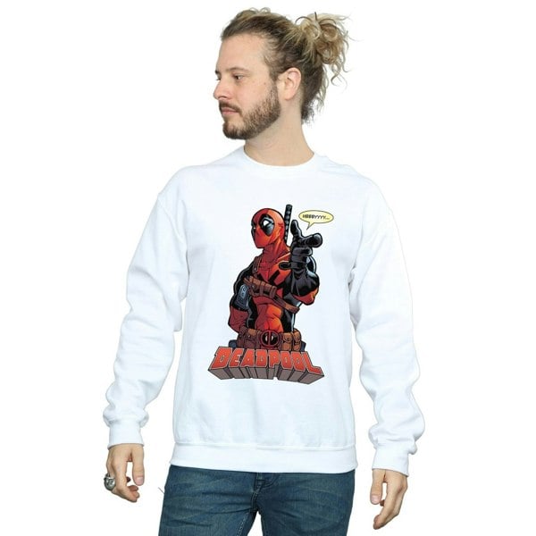 Deadpool Mens Hey You Cotton Sweatshirt - White