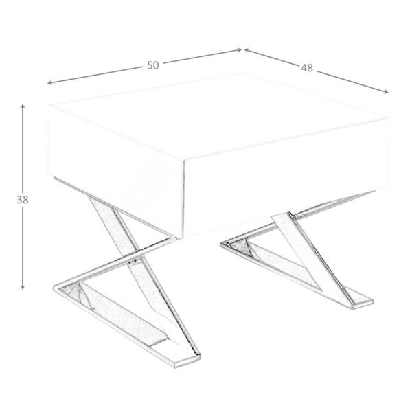 Angel Cerdá Bedside Table White Wood and Chromed Steel 7007