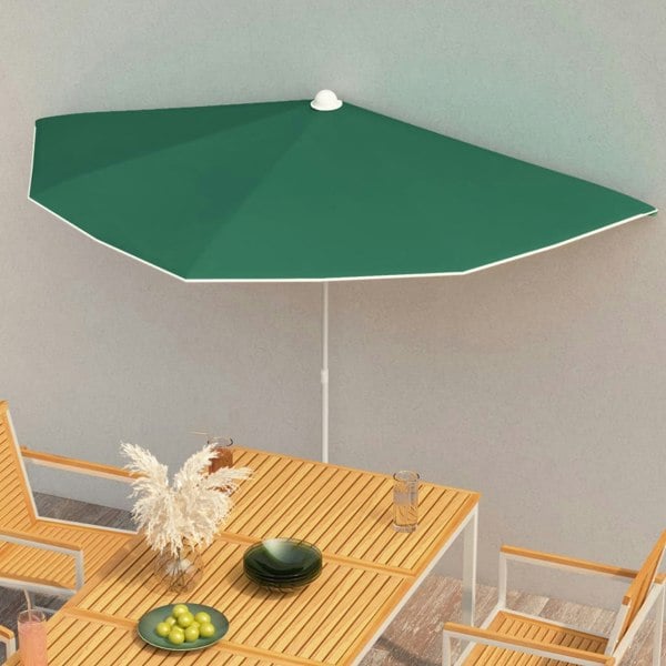 Berkfield Garden Half Parasol with Pole 180x90 cm Green