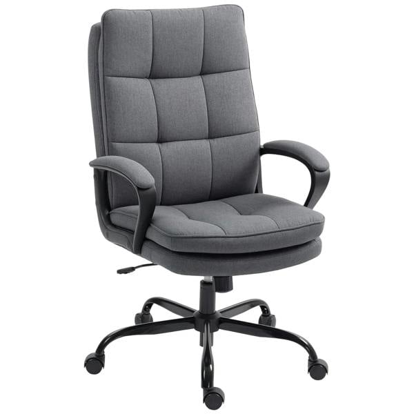 Charcoal grey office chair with double padded back and seat, swivel base