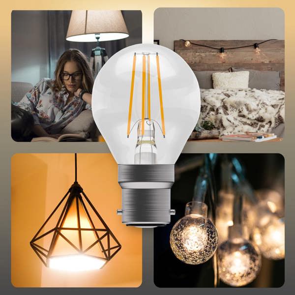 BELL Lighting B22 Dimmable Filament LED Golf Ball Bulbs, Warm White 2700K ,  4.5W , 40W Halogen Replacement , Bayonet Cap