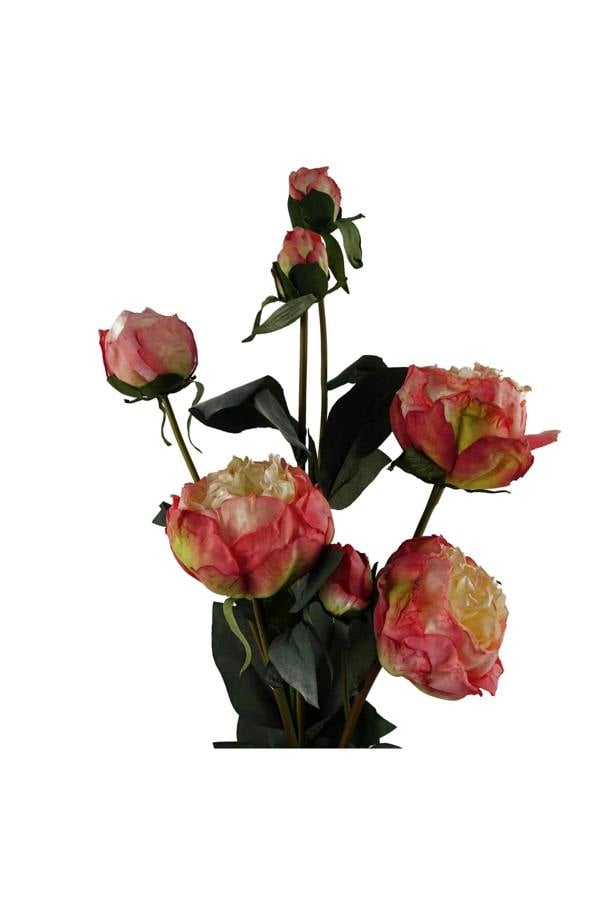Dyzi Pink Peony Artificial Flower Spray Bundle 55cm