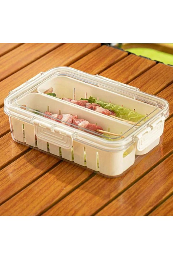 Living and Home 2-Compartment Detachable Fridge Storage Container with Lid