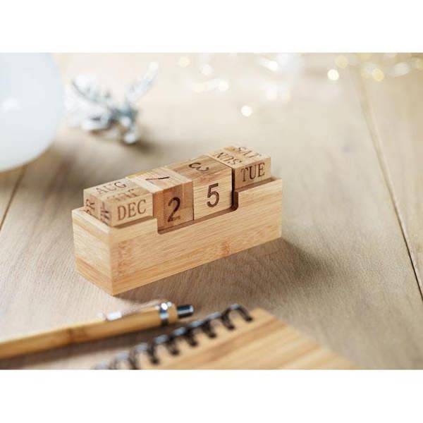 MidOcean Karenda Bamboo Desktop Calendar - Wood - 