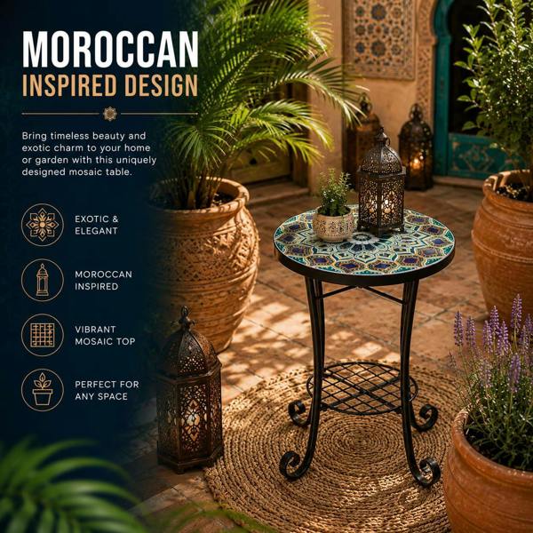 35cm Casablanca Mosaic Plant Stand/Side Table image 7