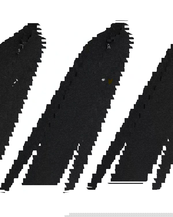 Lyle & Scott Lambswool Blend Quarter Zip Jumper - W155 Jet Black Marl