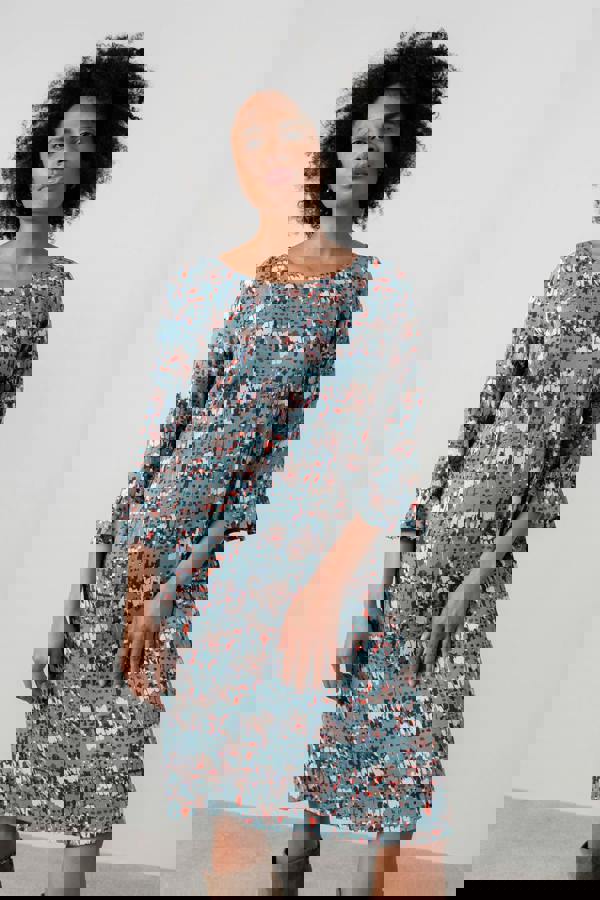 Lily & Me Lotty Fluted Sleeve Shift Dress Sea Mist