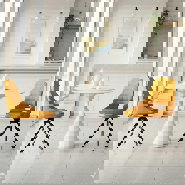 IH Design Mustard Velvet Swivel Dining Chair (Set of 2)