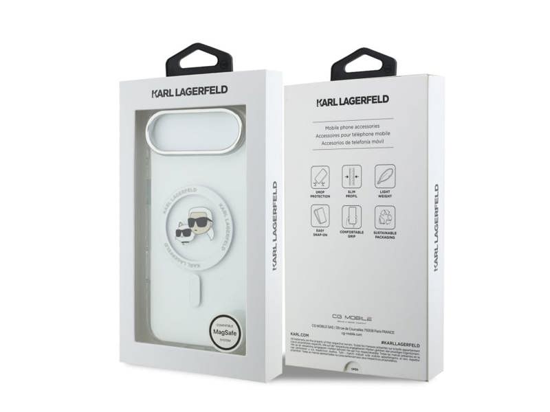 Karl Lagerfeld IML Karl & Choupette Head Metal Frame Case with MagSafe for iPhone 17 Air 6.5" Clear - KLHMP17MHLSKCH