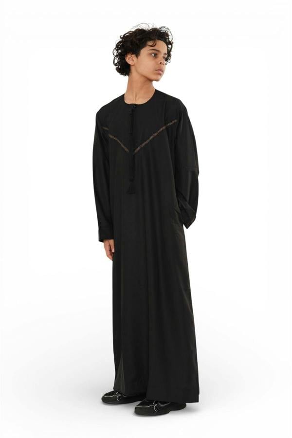 Infinity Leather Kids Boys Moroccan Embroidered Djellaba Islamic Jubba Robe Tassel Ramadan Thobe