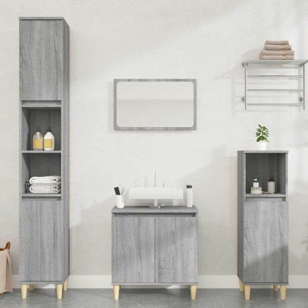 Berkfield 3 Piece Bathroom Furniture Set Grey Sonoma Engineered Wood