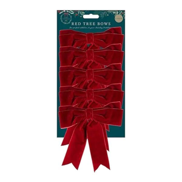 Garden Greatness 6 Pack Red Velvet Christmas Tree Bows