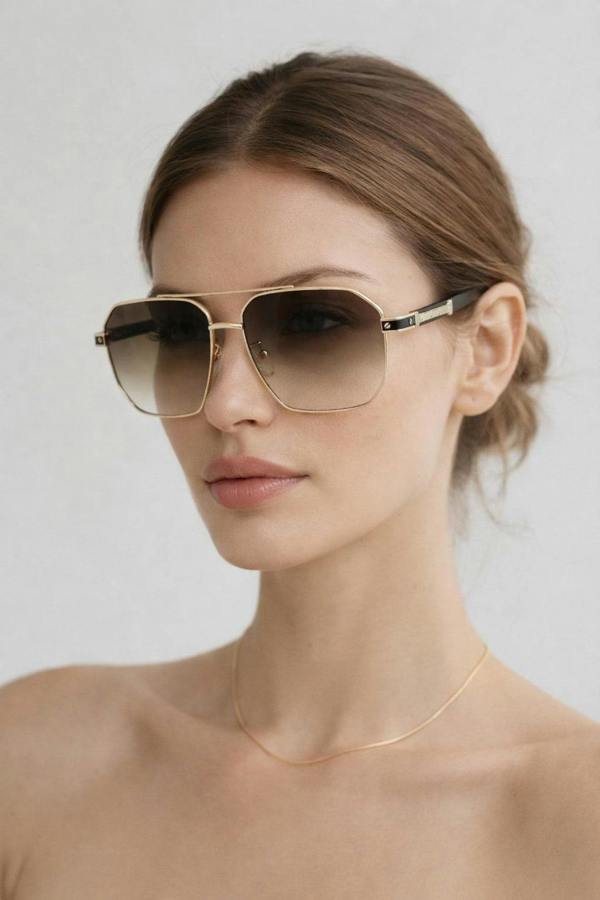 SVNX Retro Square Navigator Sunglasses in Brown