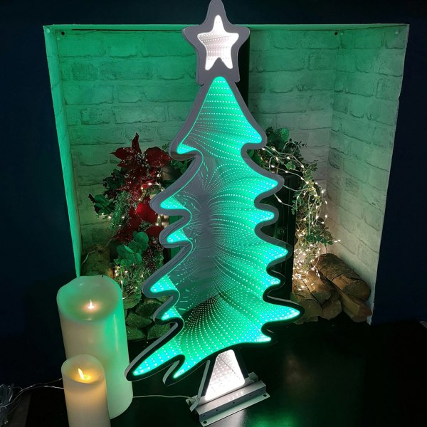 Samuel Alexander 95cm Infinity Light up Christmas Tree Decoration with Green LEDs on Metal Base
