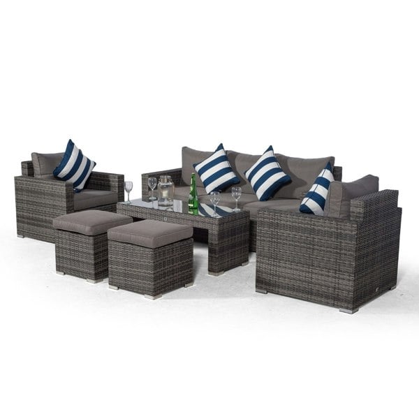 Giardino Sydney Rattan 5 Seater Sofa Set with Coffee Table and 2 Stools