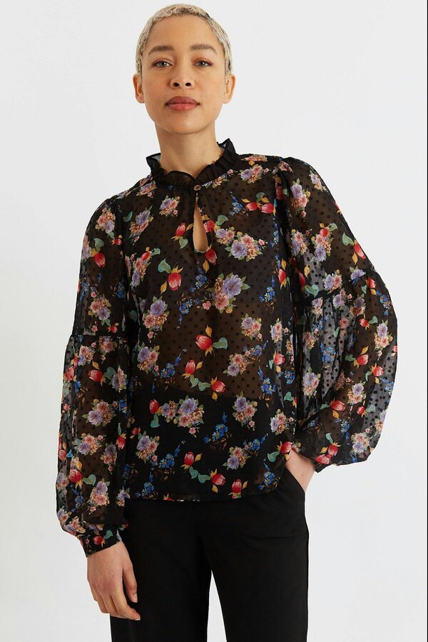 Louche Masha Carpathian Florals Print Long Sleeve Blouse