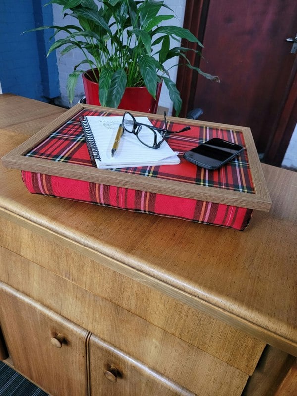 Made in the Mill Royal Stewart Red Tartan Luxury Lap Tray with Bean Bag