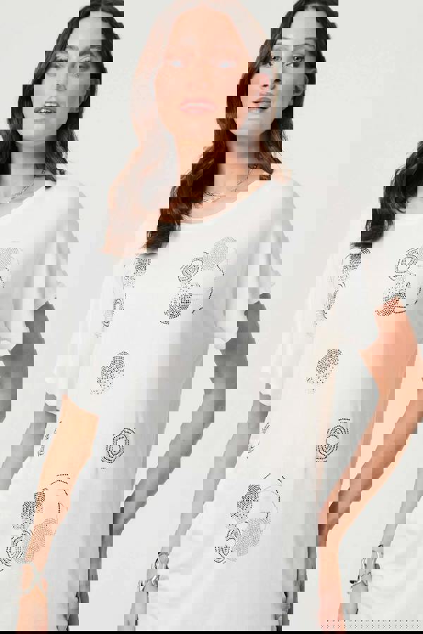 White | Sparkly Graphic Print Relaxed T-Shirt
