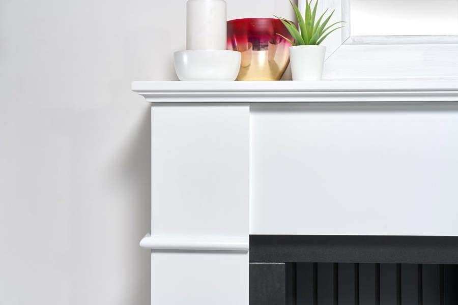 Adam Oxford Stove Fireplace in Pure White with Woodhouse Electric Stove, 48 Inch