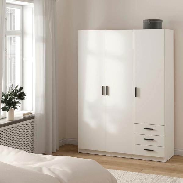 Furniture To Go Sprint Wardrobe with 3 Doors + 3 Drawers in White