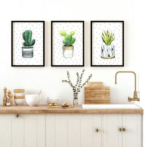 Wall pictures for Kitchen | set of 3 Succulents prints