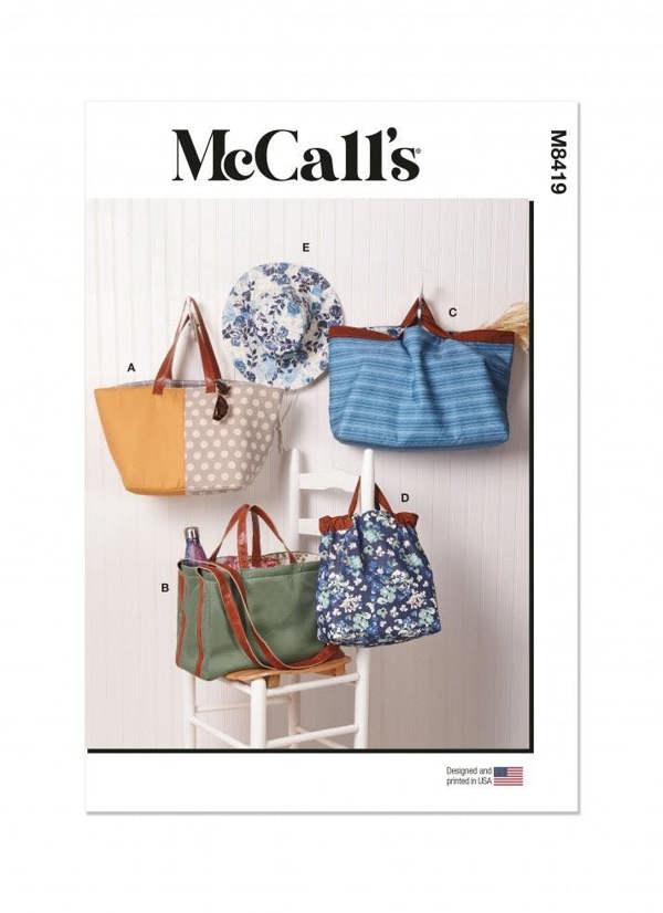 McCalls 8419 Paper Sewing Pattern – Bag, Size All Sizes, Easy