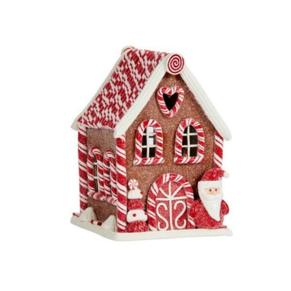 Samuel Alexander 20cm Battery Operated LED Gingerbread Santa Candy Cabin Christmas Decoration