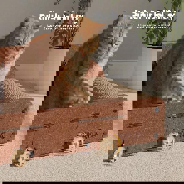 Skylos Cat Scratcher Scratching Board Corrugated Cardboard Scratch Bed 2 Balls