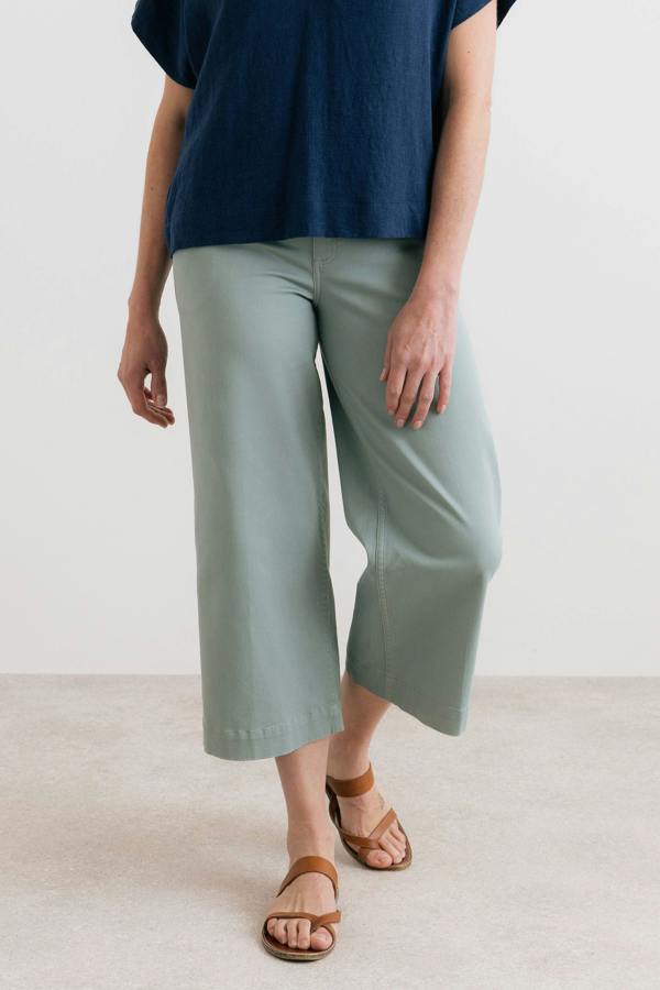 Lily & Me Isla Stretch Twill Crop Trousers Silver Sage