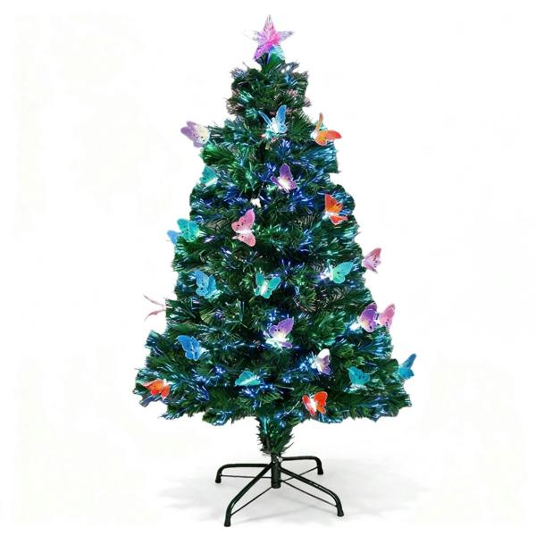 2ft to 6ft Butterflies Fibre Optic Pre-Lit Christmas Trees with LED Lights, PVC Green Tips image 1