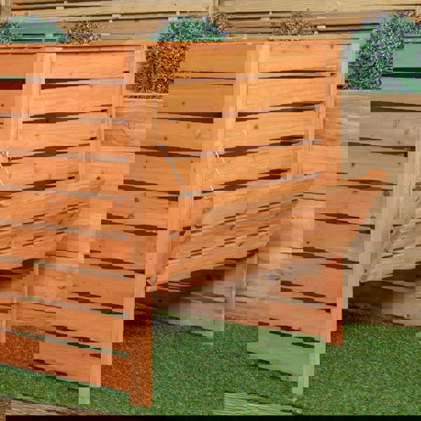 Samuel Alexander 74 x 71cm Large Wooden Garden Waste Compost Bin with Removable Lid & Bottom Door