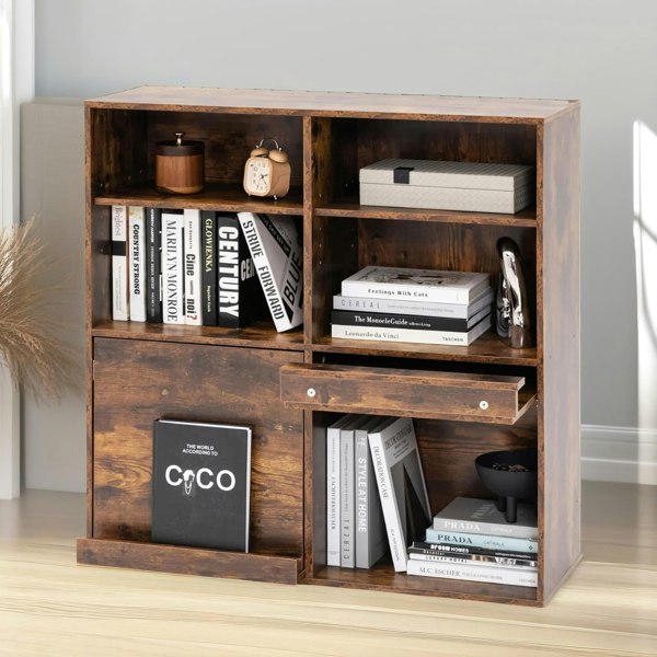 Rafaelo Mobilia 6 Cube Adjustable Storage Unit Bookcase Rustic Brown