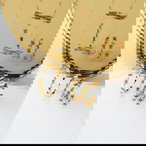 270R059801925 Rainbow Gemstone Open Ring in Gold Plated Sterling Silver 3