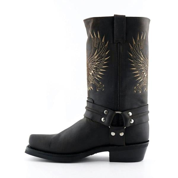 Grinders Mens Brown Leather Cowboy Boots-Bald Eagle