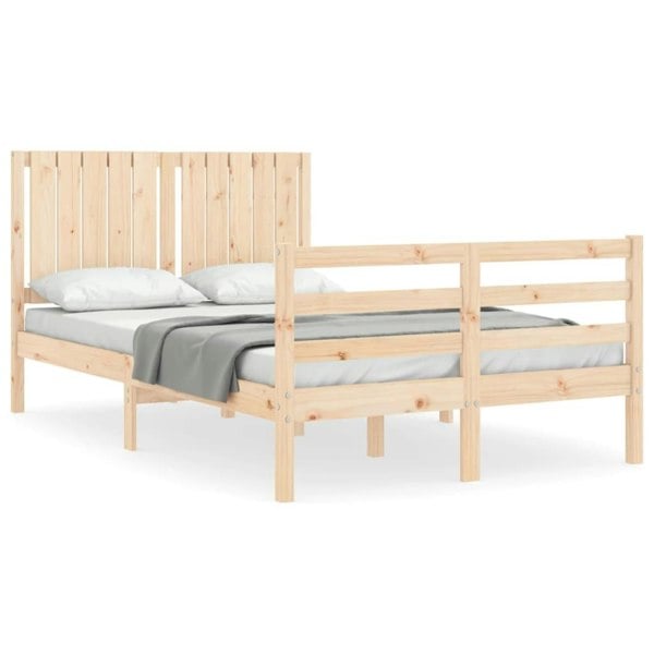 Berkfield Bed Frame with Headboard Small Double Solid Wood