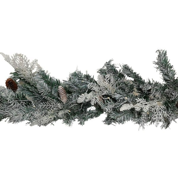 Samuel Alexander 1.8m Snowy Christmas Garland with Pinecones 96 Tips and 50 Warm White LED Lights