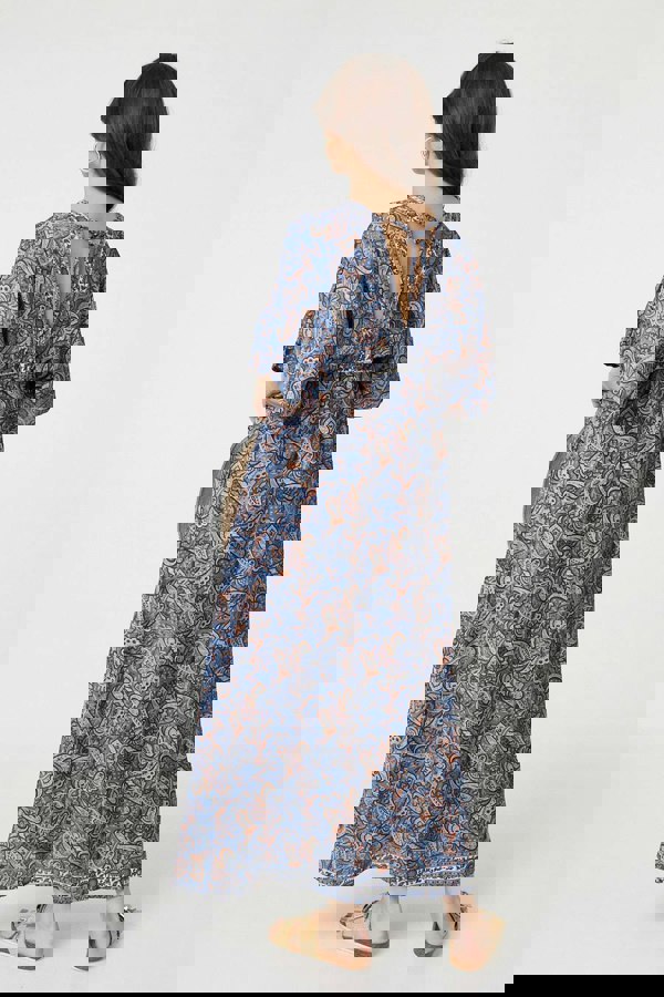 Navy | Paisley Print Kimono Sleeve Midi Dress