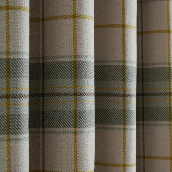 Catherine Lansfield Brushed Woven Glencoe Check Thermal Eyelet Curtains Green