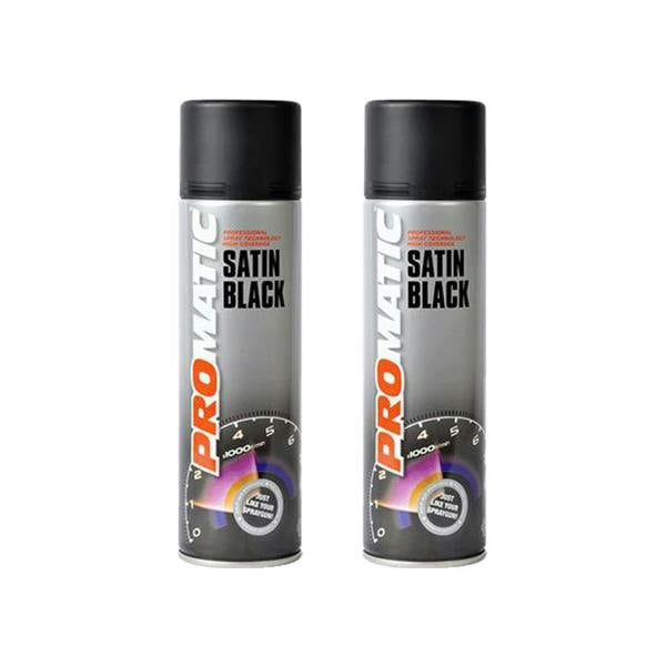 Promatic 2X Promatic Satin Black Spray Paint 500ml