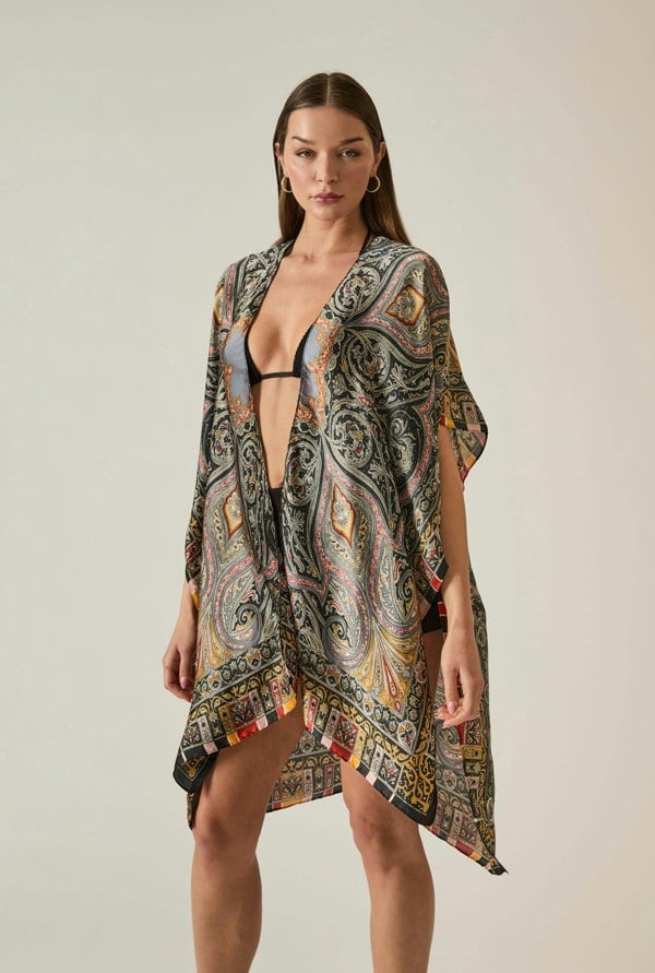 Paisley print boho kaftan with relax fit