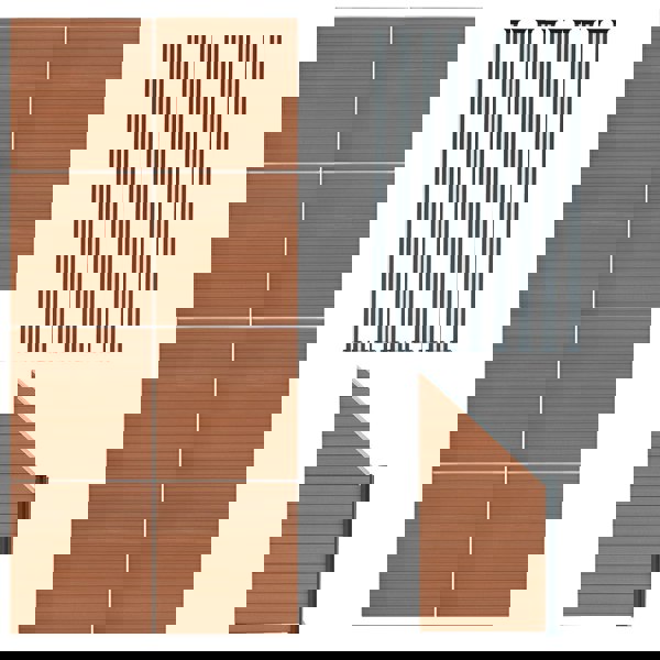 Monstershop Composite Fence Panels x 8, Angled Piece & LED Posts x 9 - Brown