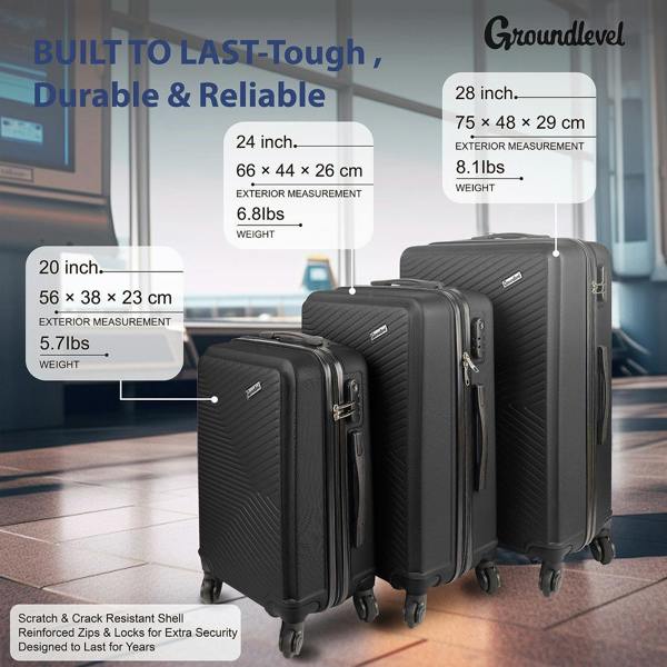 Groundlevel XL Delta Hard Shell 3 Piece Luggage Set