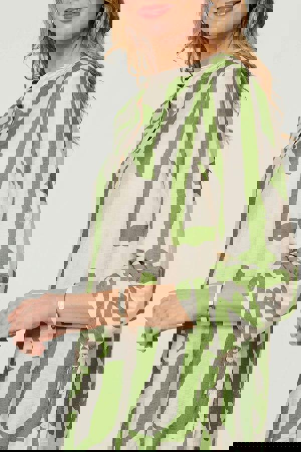 Green | Abstract 3/4 Sleeve Relaxed Tunic Blouse